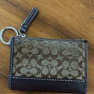 Vintage Coach Signature Beige Brown Keychain Coin purse